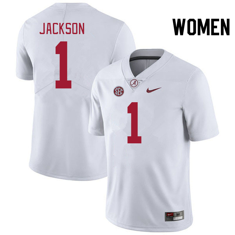 Women #1 Domani Jackson Alabama Crimson Tide College Football Jerseys Stitched-White